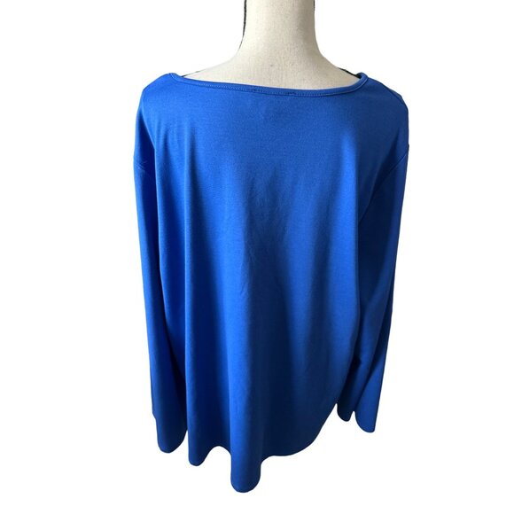 Melissa Paige Blouse Blue Bell Split Charm Sleeves V Neck Pullover 3X - Picture 5 of 7